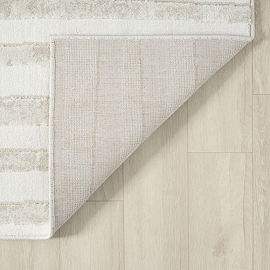 Abani Neutral NTL220A Stripe Abstract Cream Beige Rug