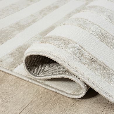 Abani Neutral NTL220A Stripe Abstract Cream Beige Rug