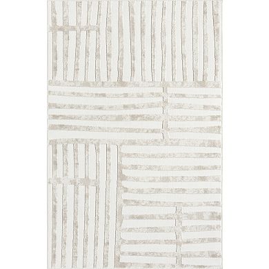 Abani Neutral NTL220A Stripe Abstract Cream Beige Rug