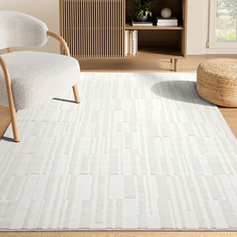 Abani Neutral NTL180A Cream Tone-on-Tone Linear Textured Rug