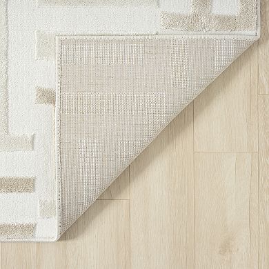 Abani Neutral NTL210A Geometric Maze Cream Beige Area Rug