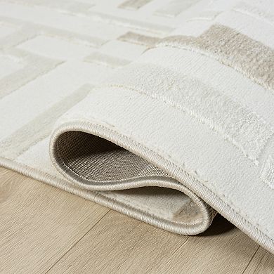 Abani Neutral NTL210A Geometric Maze Cream Beige Area Rug