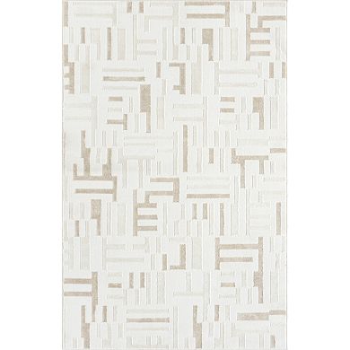 Abani Neutral NTL210A Geometric Maze Cream Beige Area Rug