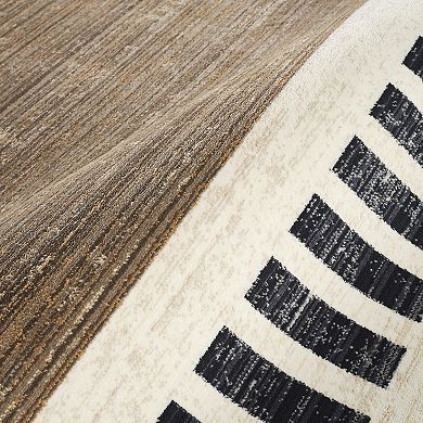Abani Rugs Austin AUS130A Modern Ivory Brown Black Striped Block Pattern Minimalist Area Rug