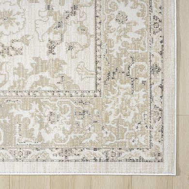 Abani Dalia DAL130A Ivory Botanical Medallion Rug