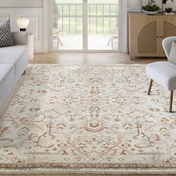 Abani Rugs Alara ALA150A Traditional Ivory Rust Vintage Medallion Area Rug