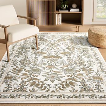 Abani Savoy SAV190A Traditional Ivory Taupe Botanical Floral Vintage Area Rug