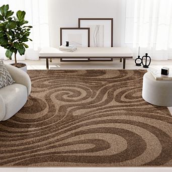 Abani Cozy COZ140B Modern Cream Swirl Waves Area Rug