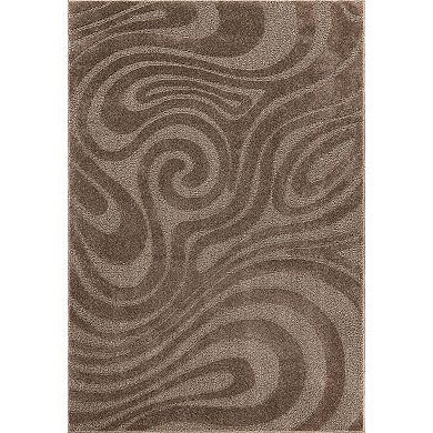 Abani Cozy COZ140B Modern Cream Swirl Waves Area Rug