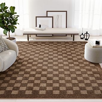Abani Rugs COZ190A Cozy Modern Mini Checkerboard Plush Brown Taupe Beige Area Rug