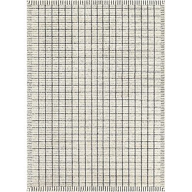 Abani Rugs OLV150A Oliver Modern Hand-Drawn Grid Checkered Cream Beige Black Area Rug