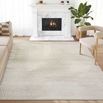 Abani Neutral NTL130B Beige Zen Reiki Circles Area rug