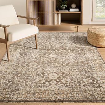 Abani Rugs EVE100A Evelyn Distressed Floral Beige Taupe Area Rug