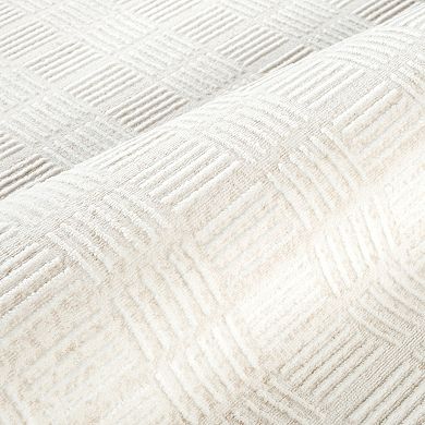 Abani Rugs Vera VER130A Modern Ivory Beige Checkered Minimalist Textured Area Rug