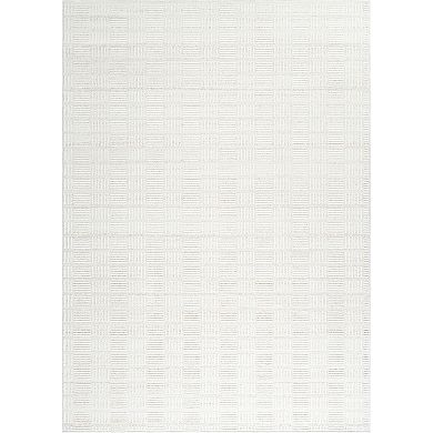 Abani Rugs Vera VER130A Modern Ivory Beige Checkered Minimalist Textured Area Rug