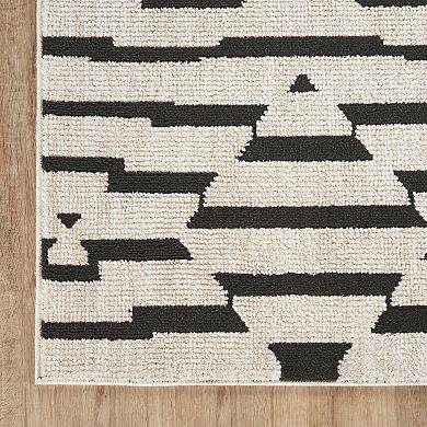 Abani Rugs BUR110A Burke Black Ivory Diamond Geometric Area Rug