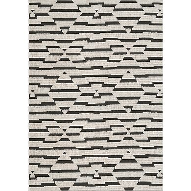 Abani Rugs BUR110A Burke Black Ivory Diamond Geometric Area Rug