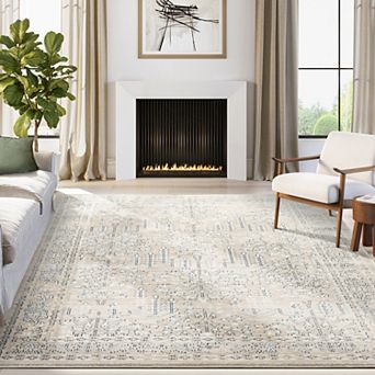 Abani Savoy SAV200A Beige and Grey Floral Traditional Area Rug