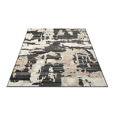 Abani Rugs Terra TER170A Beige Black Abstract Pattern Area Rug