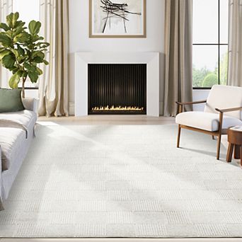 Abani Rugs Luca LUC110A Ivory Checkerboard Textured Area Rug