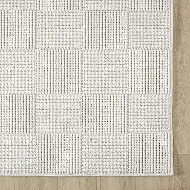 Abani Rugs Luca LUC110A Ivory Checkerboard Textured Area Rug