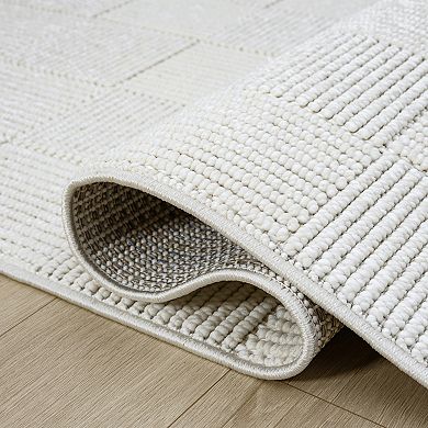 Abani Rugs Luca LUC110A Ivory Checkerboard Textured Area Rug
