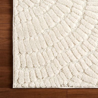 Abani Cozy COZ170A Textured Cream Circle Pattern Area Rug