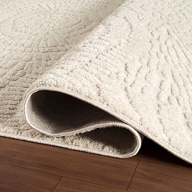 Abani Cozy COZ170A Textured Cream Circle Pattern Area Rug