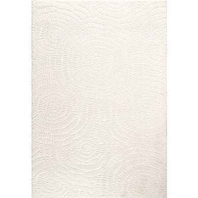 Abani Cozy COZ170A Textured Cream Circle Pattern Area Rug