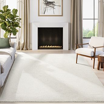 Abani Rugs Luca LUC120A Woven Texture Cream Beige Area Rug