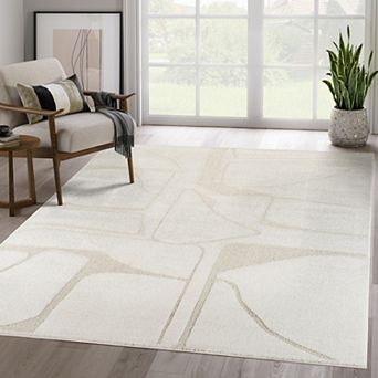 Abani Cozy COZ180A Abstract Linework Cream Area Rug