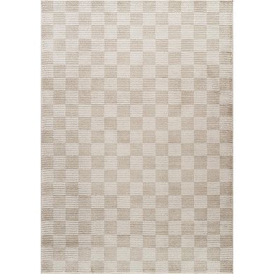 Abani Rugs Plush Deco PDE160A Machine Washable Checkered Cream Area Rug
