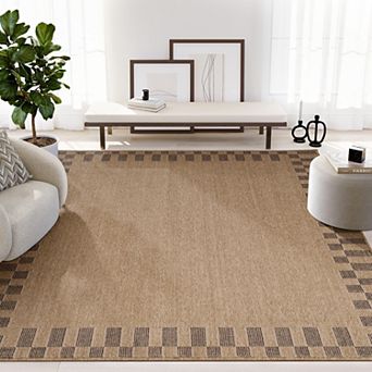 Abani Rugs Sage SAG100A Bordered Check Indoor/Outdoor Area Rug