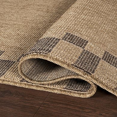 Abani Rugs Sage SAG100A Bordered Check Indoor/Outdoor Area Rug