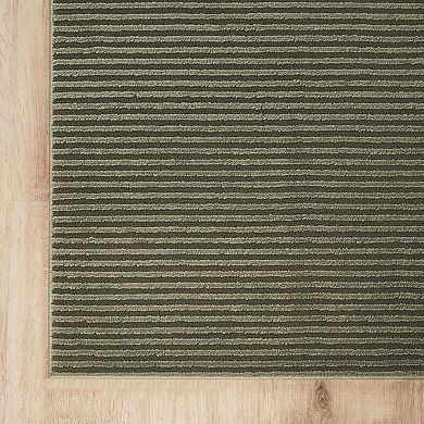 Abani Rugs Plush Deco PDE150B Machine Washable Textured Stripes Green Area Rug