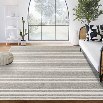 Abani Rugs LUC130A Striped Loop Texture Grey Cream Area Rug