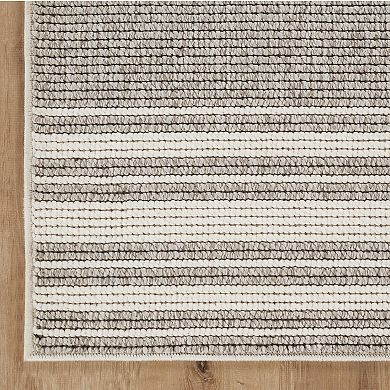 Abani Rugs LUC130A Striped Loop Texture Grey Cream Area Rug
