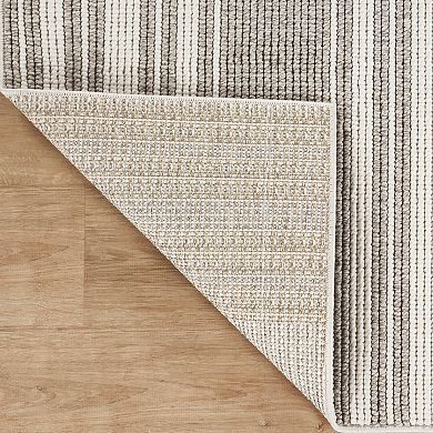 Abani Rugs LUC130A Striped Loop Texture Grey Cream Area Rug