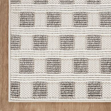 Abani Rugs LUC150A Grid Loop Texture Cream Grey Area Rug