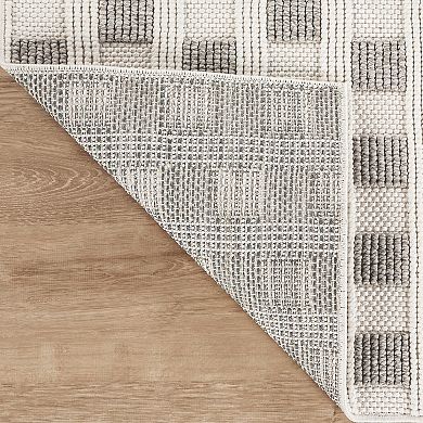 Abani Rugs LUC150A Grid Loop Texture Cream Grey Area Rug
