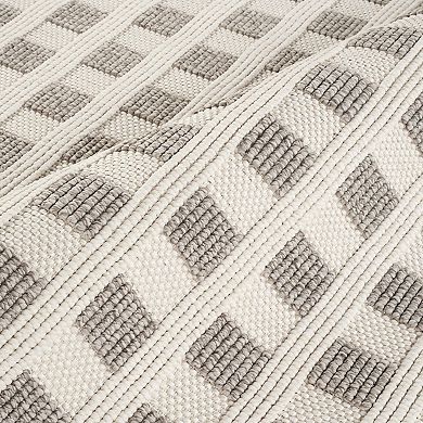 Abani Rugs LUC150A Grid Loop Texture Cream Grey Area Rug