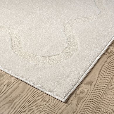 Abani Cozy COZ150A Beige Ondulating Bordered Area Rug