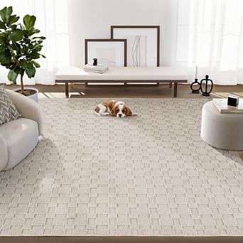 Abani Rugs LUC150B Grid Loop Texture Beige Area Rug