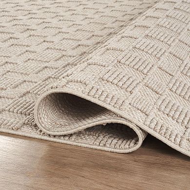 Abani Rugs LUC150B Grid Loop Texture Beige Area Rug