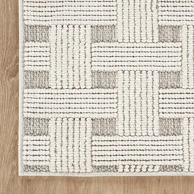 Abani Rugs LUC140A Basketweave Loop Texture Cream Grey Area Rug