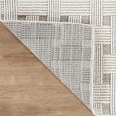 Abani Rugs LUC140A Basketweave Loop Texture Cream Grey Area Rug