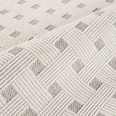 Abani Rugs LUC140A Basketweave Loop Texture Cream Grey Area Rug