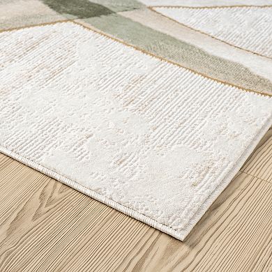 Abani Rugs Ivy IVY140A Beige Cream Green Graffiti Area Rug