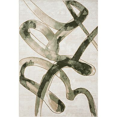 Abani Rugs Ivy IVY140A Beige Cream Green Graffiti Area Rug