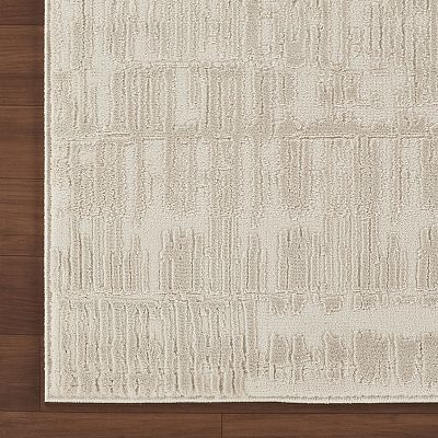 Abani Rugs Plush Deco PDE120A Machine Washable Textured Grid Cream